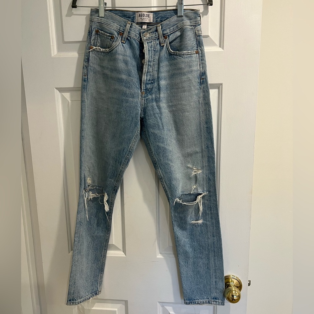 Agolde Faded Blue High-Rise Jeans